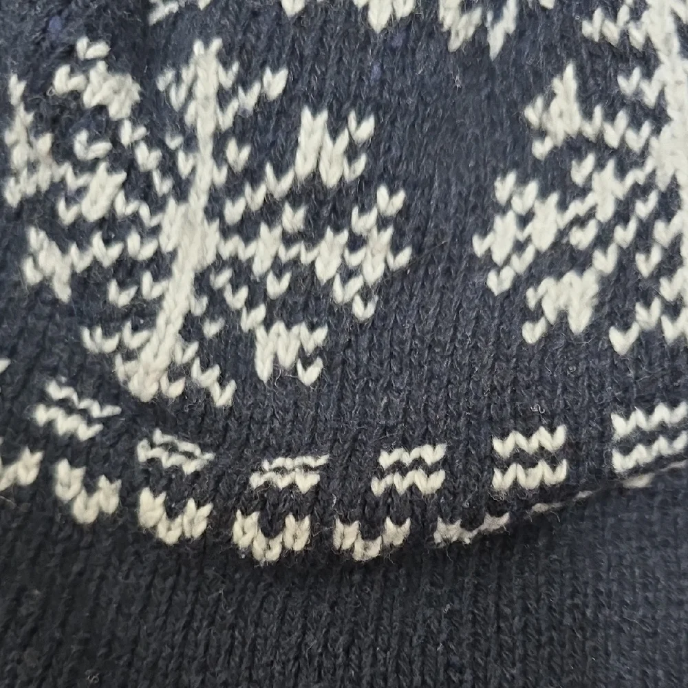 Cozy Winter Hat - Navy and White